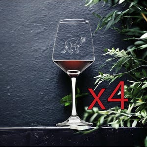 Mountain Lion Wine Glasses: Etched Cougar Design, Set of 4