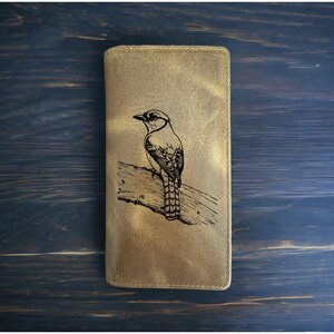 Carteira Blue Jay Rodeo Cowboy Western Buffalo Couro Premium Bird Wildlife NOVO