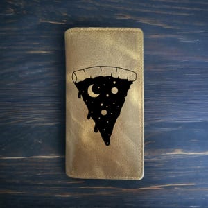 Billetera Pizza Space Rodeo Cowboy Western Buffalo Leather Premium Galaxy Stars NUEVA