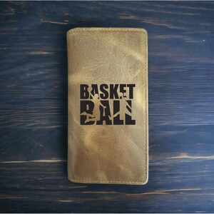 Basketball Buffalo Leather Wallet: Rodeo Cowboy Western Sports Bifold