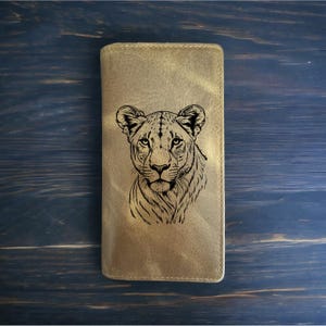 Cartera de rodeo de leona, piel de búfalo occidental, estilo vaquero, animal de primera calidad, gran felino, NUEVA
