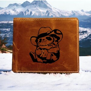 Cartera de cuero de vaquero con diseño de perezoso, plegable, de primera calidad, estilo búfalo, estilo country western, nueva