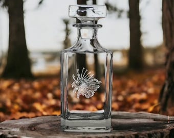 Lionfish Whiskey Decanter: 26 Oz Bourbon Glass, Personalized Ocean Gift