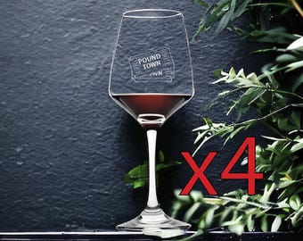 Kieliszki do wina Pound Town x4 Premium 12 Oz Personalizuj bilety Zabawny prezent NOWOŚĆ