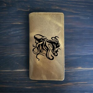 Cartera de rodeo con pulpo, estilo vaquero, estilo occidental, de piel de búfalo, de primera calidad, con diseño de animales del océano, NUEVA