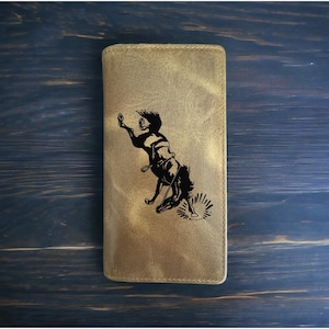 Cartera Bronco Rodeo Cowboy Western Buffalo Leather Premium Wild Country NUEVA