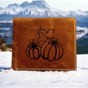 Cartera de piel de calabaza plegable de primera calidad con semillas de búfalo, regalo NUEVO