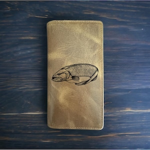Cartera de rodeo con diseño de bagre, estilo vaquero, de piel de búfalo occidental, de primera calidad, regalo de pez, nuevo