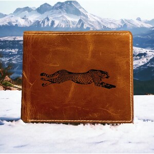 Cartera plegable de piel de guepardo Calidad premium Animal de búfalo Nature Running NUEVO