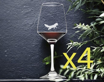 Copas de vino Fox x4 Premium 12 Oz Personalizar Naturaleza al aire libre NUEVO