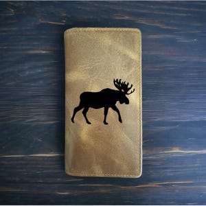 Cartera de rodeo con forma de alce, estilo vaquero, estilo western, de piel de búfalo, de primera calidad, de animales salvajes, NUEVA