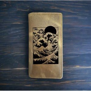 Cartera Ocean Waves Rodeo Cowboy Western Buffalo Leather Premium Beach Sun NUEVO