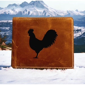 Cartera de cuero de gallo plegable de primera calidad Buffalo Farm Animal Outdoor NUEVO
