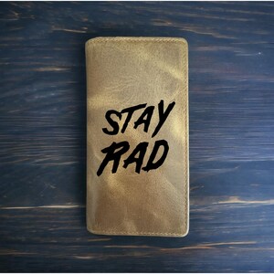 Stay Rad Rodeo Geldbörse Cowboy Western Büffelleder Premium Radikal Spruch NEU