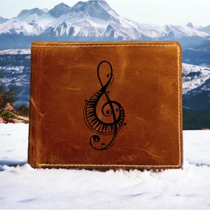 Billetera de cuero con notas musicales, plegable, de primera calidad, con claves de canciones de Buffalo, regalo NUEVO