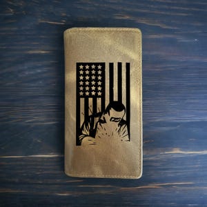Cartera de rodeo de Welder USA, estilo vaquero, de piel de búfalo occidental, de primera calidad, con bandera, nueva