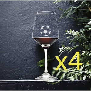 Soccer Ball Wine Glasses x4 Premium 12 Oz Personalize Futbol Sports Games NEW