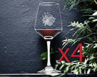 Lionfish Wine Glasses Set of 4: Personalized Ocean Beach Stemware