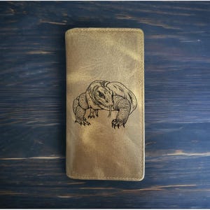 Cartera de rodeo con diseño de dragón de Komodo, estilo vaquero, de piel de búfalo occidental, de primera calidad, regalo salvaje, NUEVA