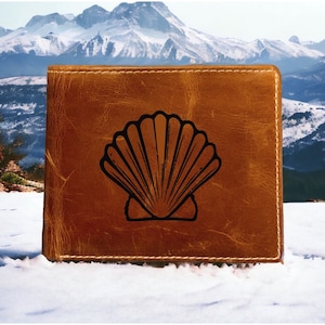 Cartera de cuero de concha plegable de primera calidad Buffalo Ocean Beach Sand NUEVO