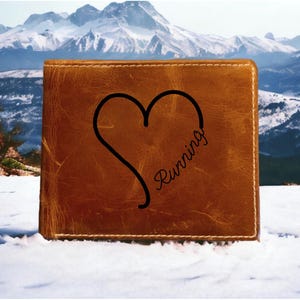 Cartera de cuero Running Heart con dos pliegues, calidad prémium, Buffalo Love Cardio, regalo NUEVO
