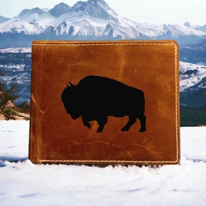 Cartera plegable de piel con forma de bisonte Animal de búfalo de primera calidad NUEVO