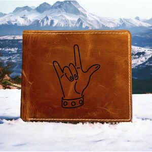 Billetera de cuero Rock Love con dos pliegues, calidad superior, regalo de banda musical de Buffalo, NUEVO