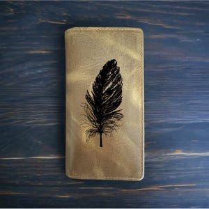 Cartera de plumas de rodeo, estilo vaquero, de piel de búfalo occidental, de primera calidad, con diseño de pájaro salvaje, nueva