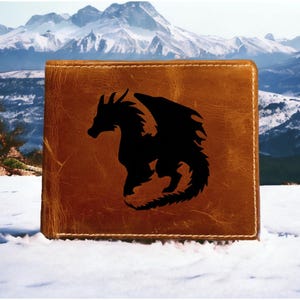 Cartera de piel con forma de dragón, plegable, de primera calidad, Buffalo Beast Fantasy, NUEVA