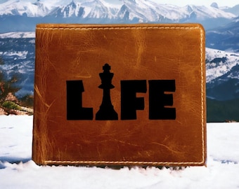 Chess Life Läderplånbok Bifold Premiumkvalitet Buffalo Game King Gåva NY