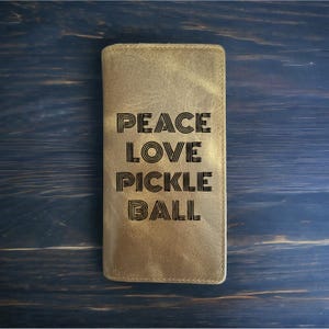 Cartera de rodeo Pickleball Cowboy Western Buffalo Leather Premium Peace Love NUEVA