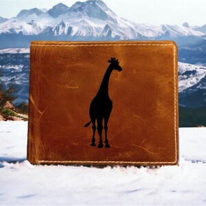 Giraffe Leder Geldbörse Bifold Premium Qualität Buffalo Tier Wild Nature NEU