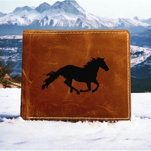 Portefeuille en cuir Mustang à deux volets de qualité supérieure Buffalo Horse Running Nature NOUVEAU