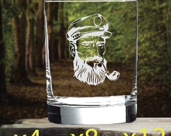 Captain Sailor Whiskyglas Dubbel 14 Oz Ouderwets x4 x8 x12 NIEUW