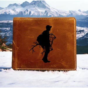 Cartera de cuero Hunter Antlers con diseño de búfalo de primera calidad y doble pliegue para exteriores, nueva