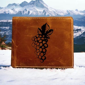 Cartera de piel de uva plegable de primera calidad con forma de búfalo, fruta, vid, jardín, comida, NUEVA