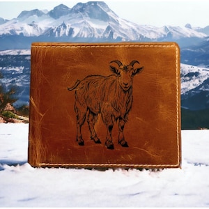 Portefeuille en cuir de chèvre à deux volets, cadeau animal de ferme buffle de qualité supérieure NOUVEAU