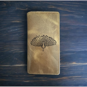 Cartera de rodeo con diseño de pavo real, estilo vaquero, estilo búfalo occidental, de primera calidad, con diseño de pájaro y animal, nueva