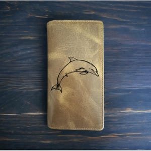Cartera de rodeo con diseño de delfín, estilo vaquero, estilo occidental, de piel de búfalo, de primera calidad, para playa, nueva