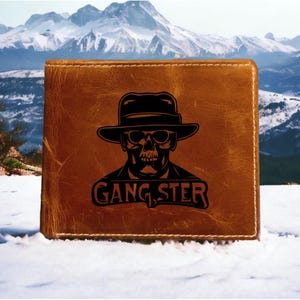 Gangster Totenkopf Leder Geldbörse Bifold Premium Qualität Buffalo Bones Film NEU