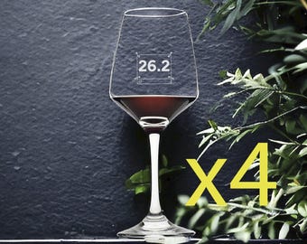 Kieliszki do wina dla biegaczy maratońskich x4: 26,2 Spersonalizowane 12 uncji