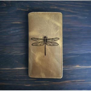 Cartera de rodeo con diseño de libélula, estilo vaquero, de piel de búfalo occidental, regalo de animales de primera calidad, NUEVO