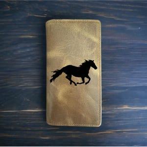 Cartera Mustang Rodeo de piel de búfalo estilo vaquero occidental de primera calidad para correr caballos NUEVA
