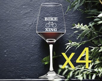 Bicchieri da vino Bike XING x4 Premium 12 Oz Personalizza il viaggio in bicicletta che attraversa NOVITÀ