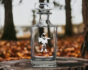 Skeleton Mohawk Whiskey Decanter: Personalized Bourbon Glass, 26 Oz