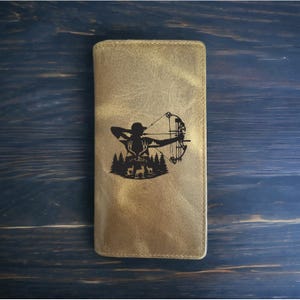 Cartera Bow Hunter Rodeo Cowboy Western Buffalo Leather Premium Deer Outdoor NUEVO