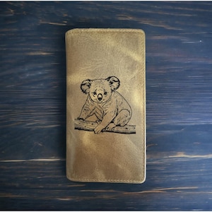Cartera de rodeo con koala, estilo vaquero, de piel de búfalo occidental, de primera calidad, regalo de animales salvajes, NUEVO
