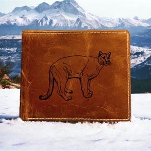 Cartera de piel de puma plegable de primera calidad con forma de búfalo y gato puma, regalo NUEVO