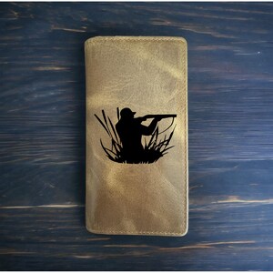 Cartera de rodeo Duck Hunter de piel de búfalo estilo vaquero occidental de primera calidad para exteriores con diseño de aves