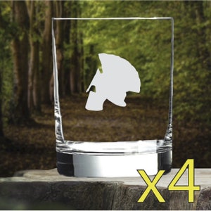 Spartan Helmet Whiskey Glasses x4 Double 14 Oz Premium Old Fashioned Warrior NEW